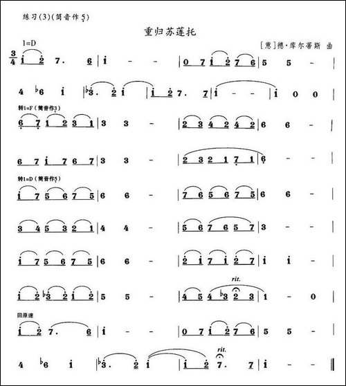 重归苏莲托-笛箫间谱|笛箫谱