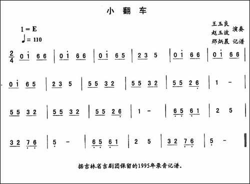 小翻车—东北秧歌曲牌-二人转伴奏谱-二人转谱
