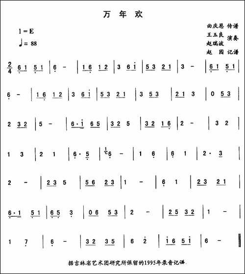 万年欢—东北秧歌曲牌-二人转伴奏谱-二人转谱