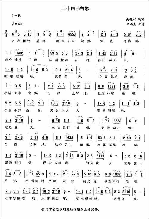 二十四节气歌-二人转谱