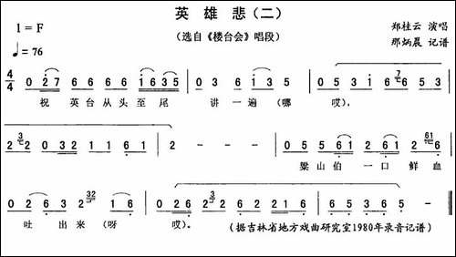 英雄悲-二-[《楼台会》唱段]-二人转谱