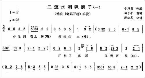 二流水喇叭牌子-一-[《老妈开唠》唱段]-二人转谱