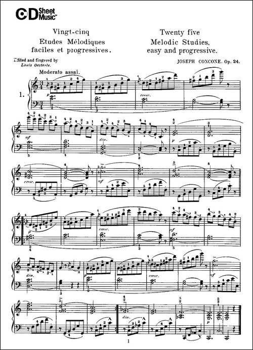Concone - 25 Melodic Studies easy and progressive-1—5-钢琴谱
