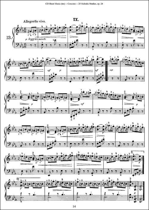 Concone - 25 Melodic Studies easy and progressive-11—15-钢琴谱