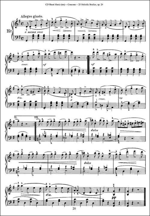 Concone - 25 Melodic Studies easy and progressive-16—20-钢琴谱
