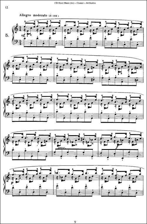 Cramer - 84 exercices-1—5-克拉莫84首钢琴练习曲-钢琴谱