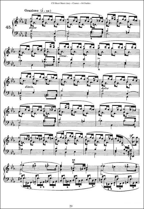 Cramer - 84 exercices-41—45-克拉莫84首钢琴练习曲-钢琴谱
