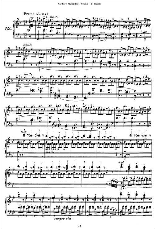Cramer - 84 exercices-51—55-克拉莫84首钢琴练习曲-钢琴谱