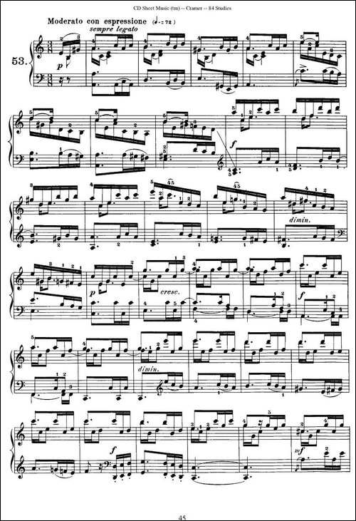 Cramer - 84 exercices-51—55-克拉莫84首钢琴练习曲-钢琴谱