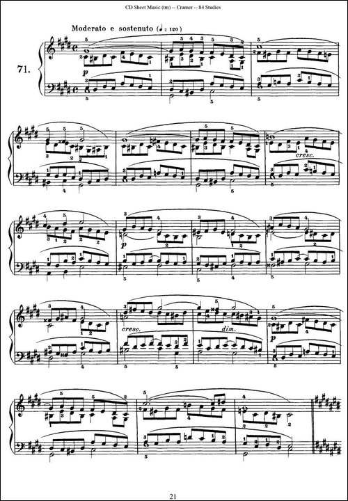 Cramer - 84 exercices-71—75-克拉莫84首钢琴练习曲-钢琴谱