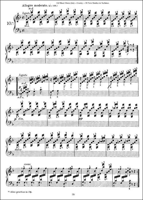 Czerny - 30 New Studies - 10-车尔尼Op849 - 30首练习曲-钢琴谱