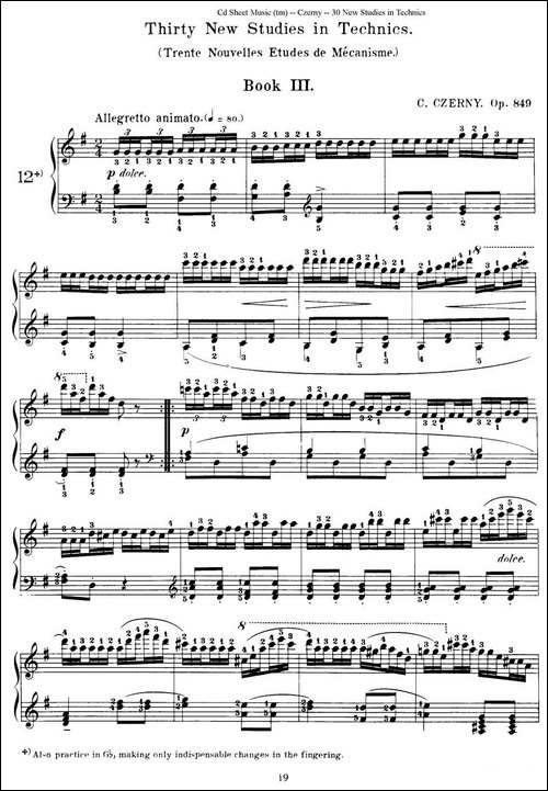 Czerny - 30 New Studies - 12-车尔尼Op849 - 30首练习曲-钢琴谱