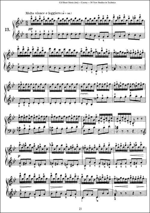 Czerny - 30 New Studies - 13-车尔尼Op849 - 30首练习曲-钢琴谱