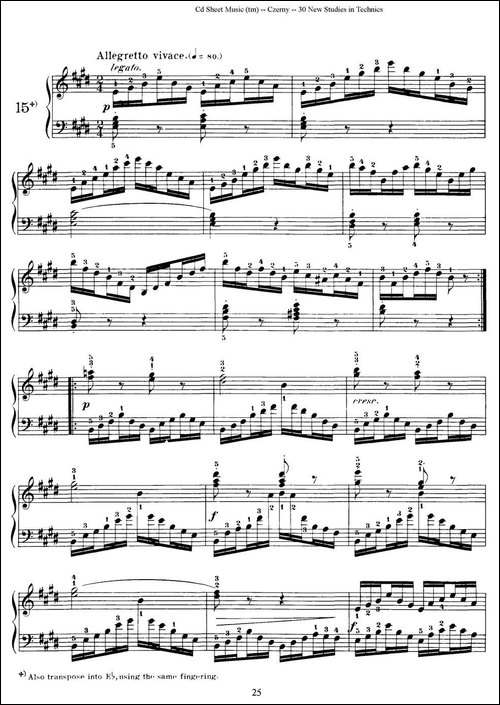 Czerny - 30 New Studies - 15-车尔尼Op849 - 30首练习曲-钢琴谱