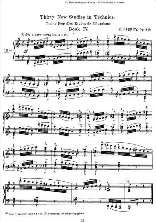 Czerny - 30 New Studies - 16-车尔尼Op849 - 30首练习曲-钢琴谱