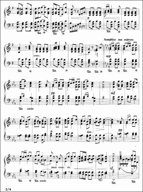 幽默曲-柴可夫斯基作品第10号之二-钢琴谱