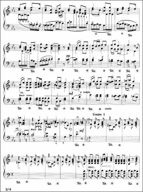 幽默曲-柴可夫斯基作品第10号之二-钢琴谱