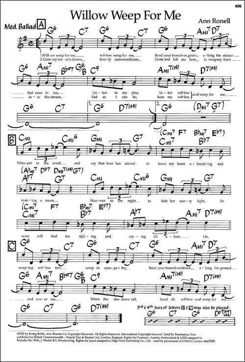 Willow Weep For Me-爵士钢琴曲-钢琴谱
