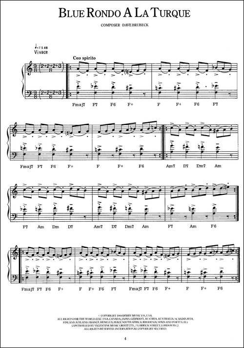 Blue Rondo A La Turque-蓝色回旋曲-钢琴谱