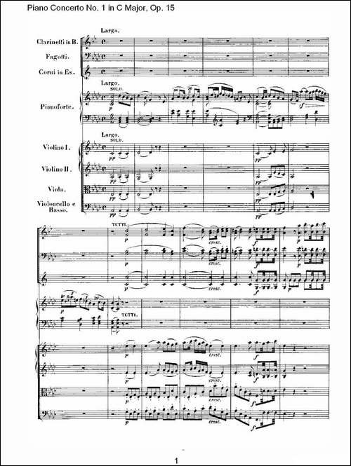 C大调钢琴第一协奏曲 Op.15 第二乐章-钢琴谱