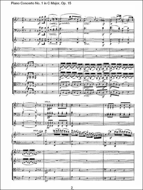C大调钢琴第一协奏曲 Op.15 第二乐章-钢琴谱