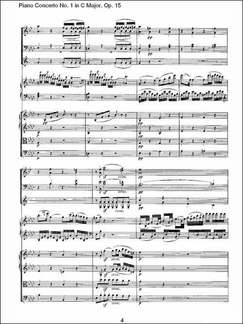 C大调钢琴第一协奏曲 Op.15 第二乐章-钢琴谱