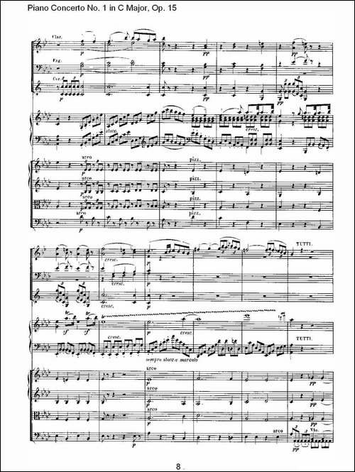 C大调钢琴第一协奏曲 Op.15 第二乐章-钢琴谱