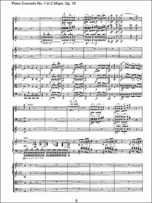 C大调钢琴第一协奏曲 Op.15 第二乐章-钢琴谱