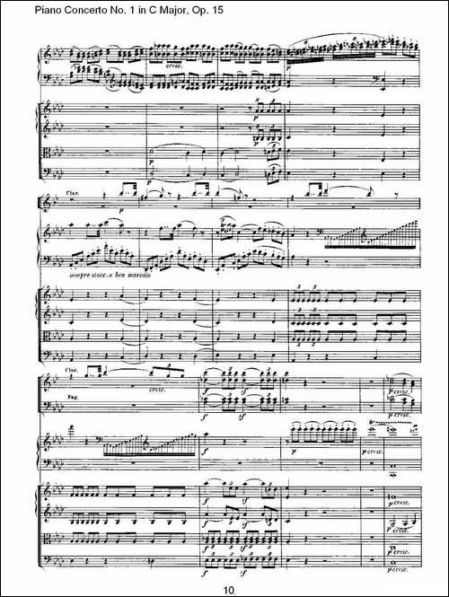 C大调钢琴第一协奏曲 Op.15 第二乐章-钢琴谱