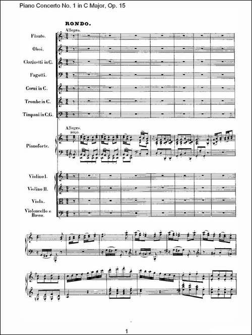 C大调钢琴第一协奏曲 Op.15 第三乐章-钢琴谱