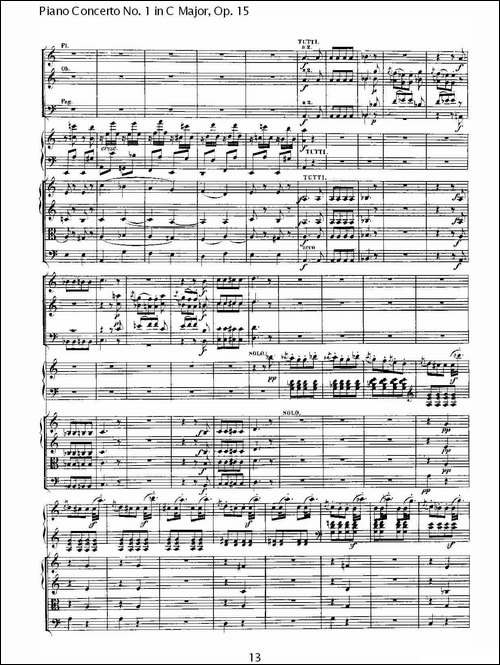 C大调钢琴第一协奏曲 Op.15 第三乐章-钢琴谱