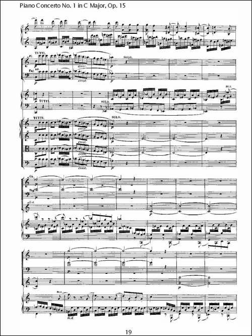 C大调钢琴第一协奏曲 Op.15 第三乐章-钢琴谱