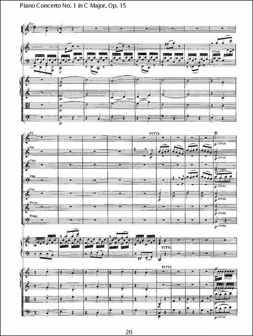 C大调钢琴第一协奏曲 Op.15 第三乐章-钢琴谱