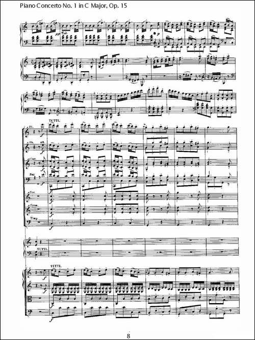 C大调钢琴第一协奏曲 Op.15 第三乐章-钢琴谱