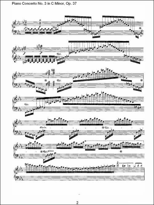 C小调钢琴第三协奏曲 Op.37  华彩乐章-钢琴谱