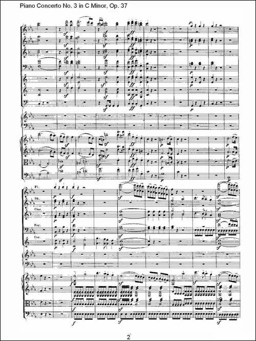 C小调钢琴第三协奏曲 Op.37  第一乐章-钢琴谱