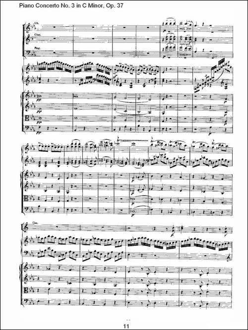 C小调钢琴第三协奏曲 Op.37  第一乐章-钢琴谱