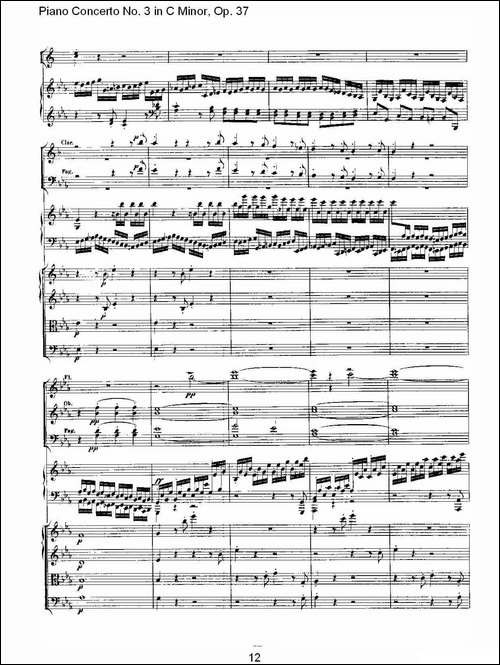 C小调钢琴第三协奏曲 Op.37  第一乐章-钢琴谱