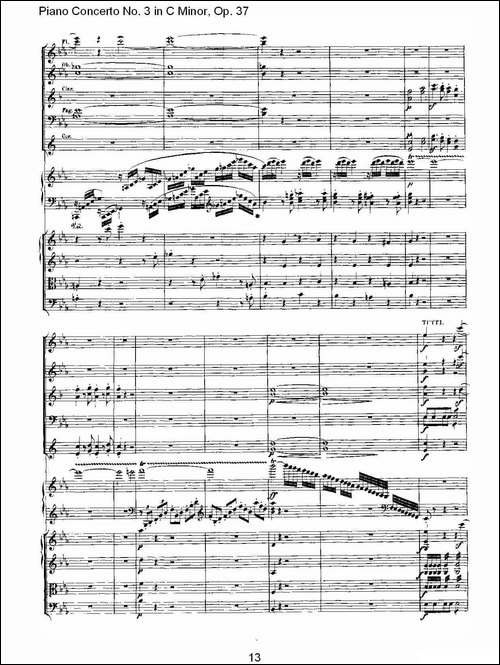 C小调钢琴第三协奏曲 Op.37  第一乐章-钢琴谱