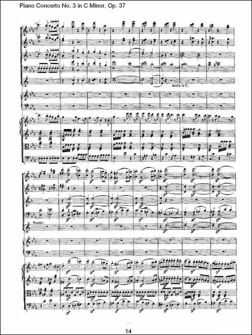 C小调钢琴第三协奏曲 Op.37  第一乐章-钢琴谱