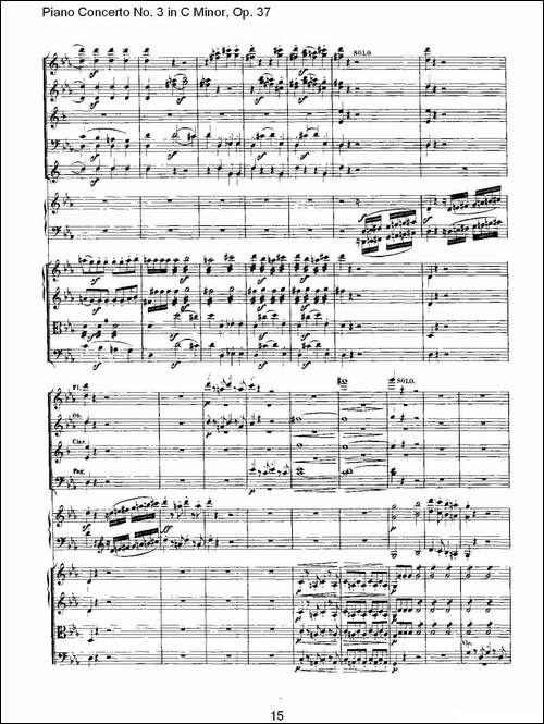 C小调钢琴第三协奏曲 Op.37  第一乐章-钢琴谱