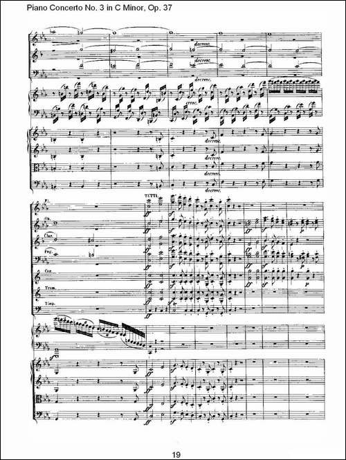C小调钢琴第三协奏曲 Op.37  第一乐章-钢琴谱