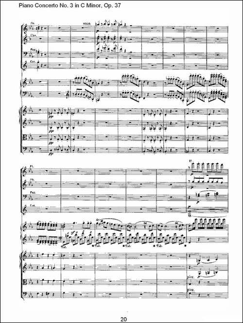 C小调钢琴第三协奏曲 Op.37  第一乐章-钢琴谱