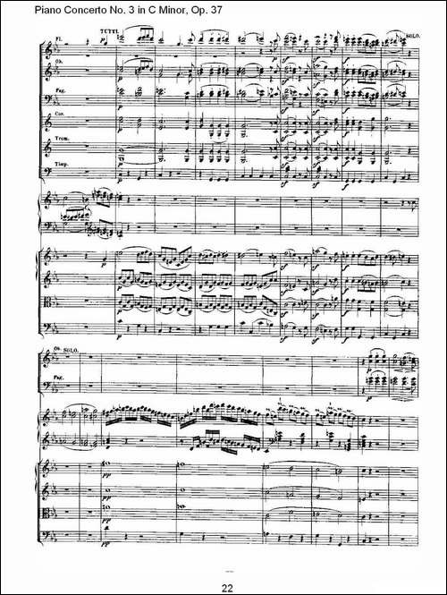 C小调钢琴第三协奏曲 Op.37  第一乐章-钢琴谱