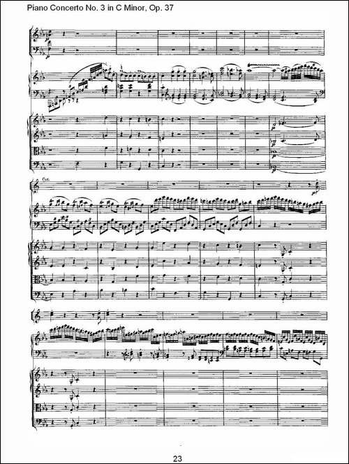 C小调钢琴第三协奏曲 Op.37  第一乐章-钢琴谱