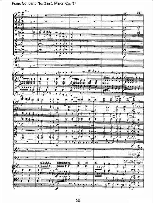 C小调钢琴第三协奏曲 Op.37  第一乐章-钢琴谱