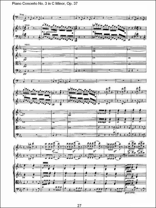 C小调钢琴第三协奏曲 Op.37  第一乐章-钢琴谱