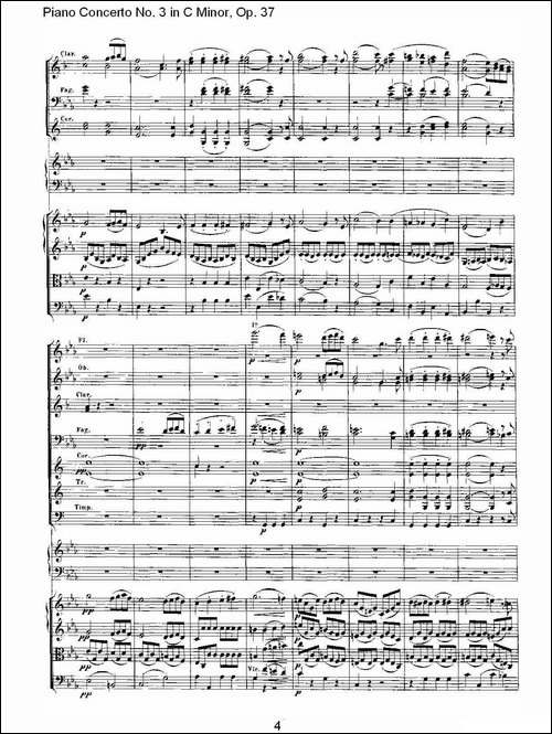 C小调钢琴第三协奏曲 Op.37  第一乐章-钢琴谱