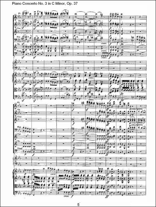 C小调钢琴第三协奏曲 Op.37  第一乐章-钢琴谱