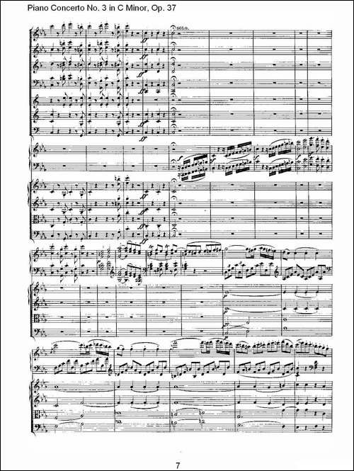 C小调钢琴第三协奏曲 Op.37  第一乐章-钢琴谱